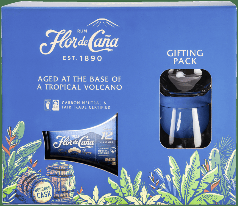 12 Year Rum in GP + 2 Gläser - Flor de Caña