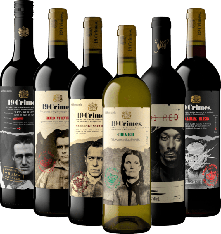 Rikollisen hyviä viinejä 19 Crimes - 6x maistelupaketilla
