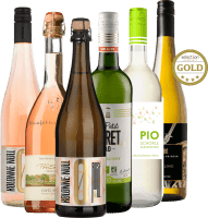 maistelupaketti, jossa on 6 alkoholitonta viiniä - 100 % nautinto ilman huonoa omaatuntoa